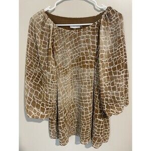 calvin klein blouse large Snake Skin Design 3/4 Sleeve